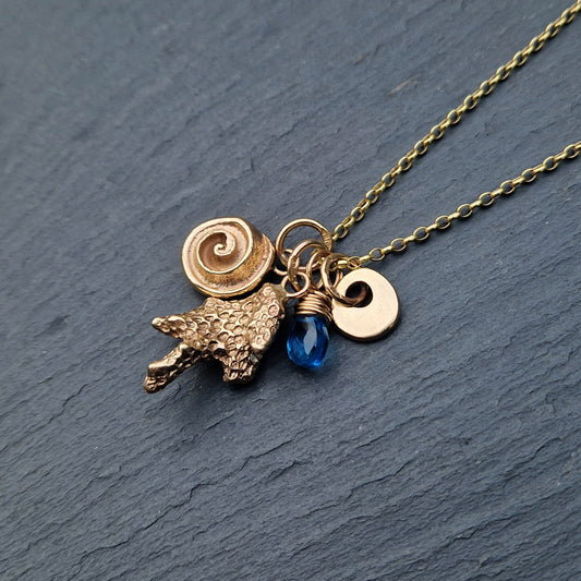 'Dive' necklace with Topaz - Gold