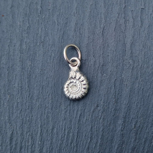 Small Cast Ammonite Charm - Silver