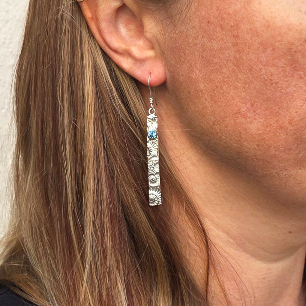 Tidal Traces Long Dangly Earrings with gemstones