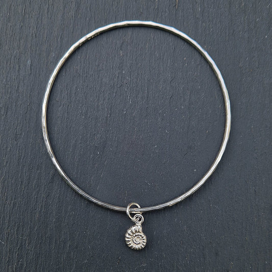 Cast Ammonite Bangle - Silver