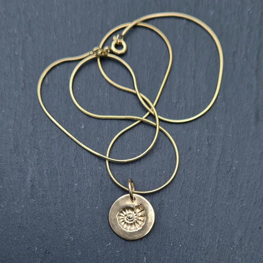 Small Fossil Imprint Pendant - Gold