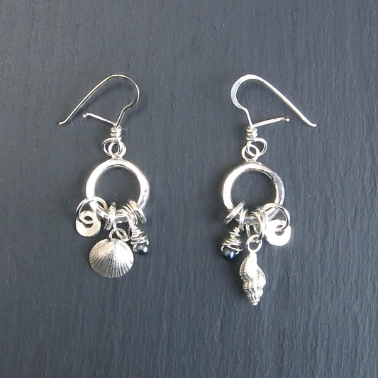 Rock Pool Dangly Earrings - Silver