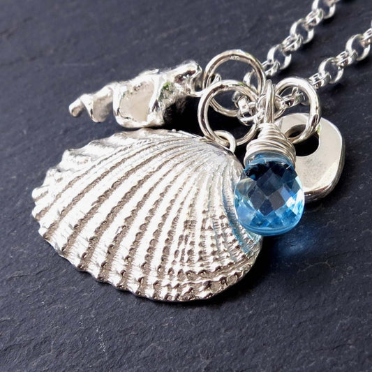 'Wave' necklace with Topaz - Silver