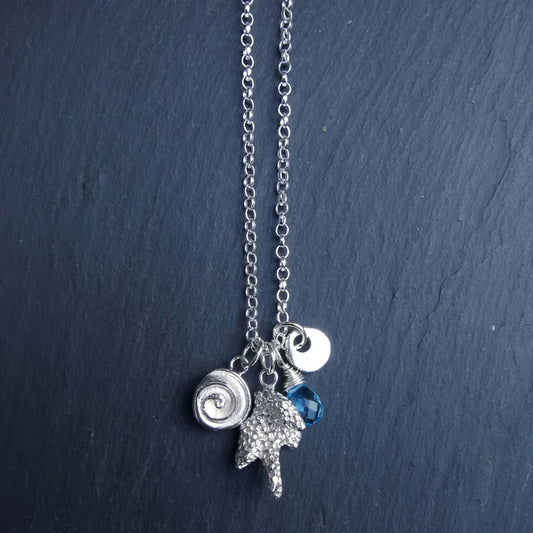 'Dive' necklace with Topaz - Silver