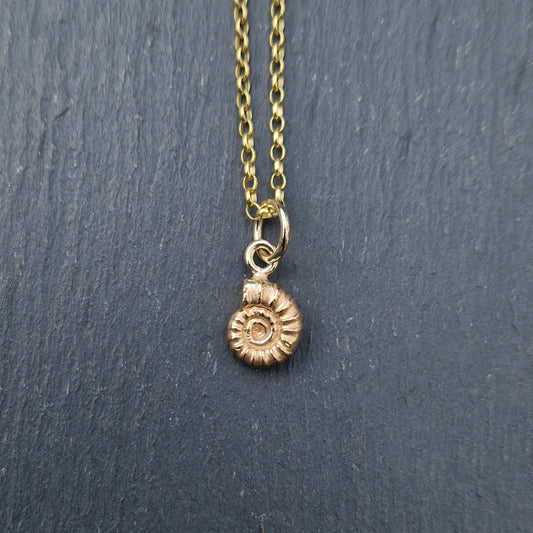 Cast Ammonite Pendant, Small - Gold