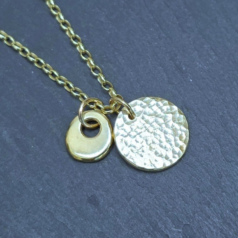 9ct yellow gold beaten charm and large pebble pendant, 2026