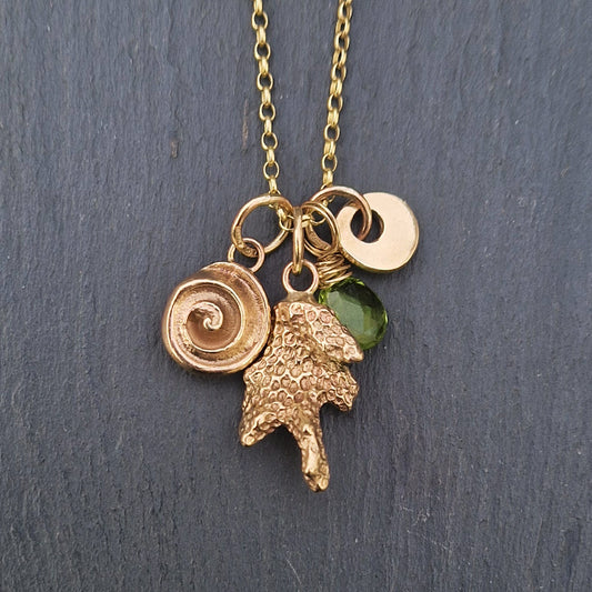 'Dive' necklace with Peridot - Gold