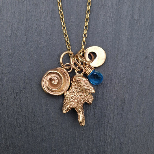 'Dive' necklace with Topaz - Gold