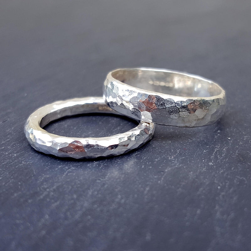 Silver, 3mm Halo & 5mm D-shape, Beaten texture