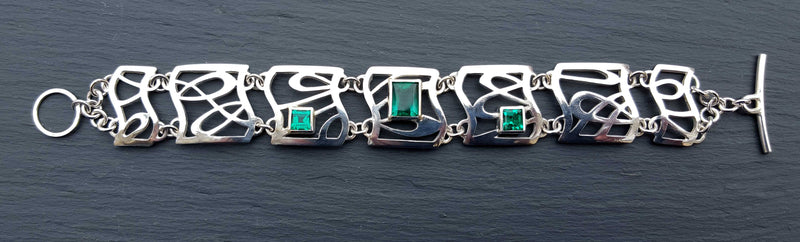 Emerald and silver art nouveau inspired bracelet, 2016