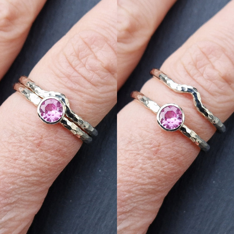 9ct White Gold, 2mm Halo, Beaten texture, shaped to fit around engagement ring