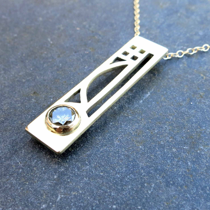 18ct gold and diamond henry mackintosh inspired pendant, 2015