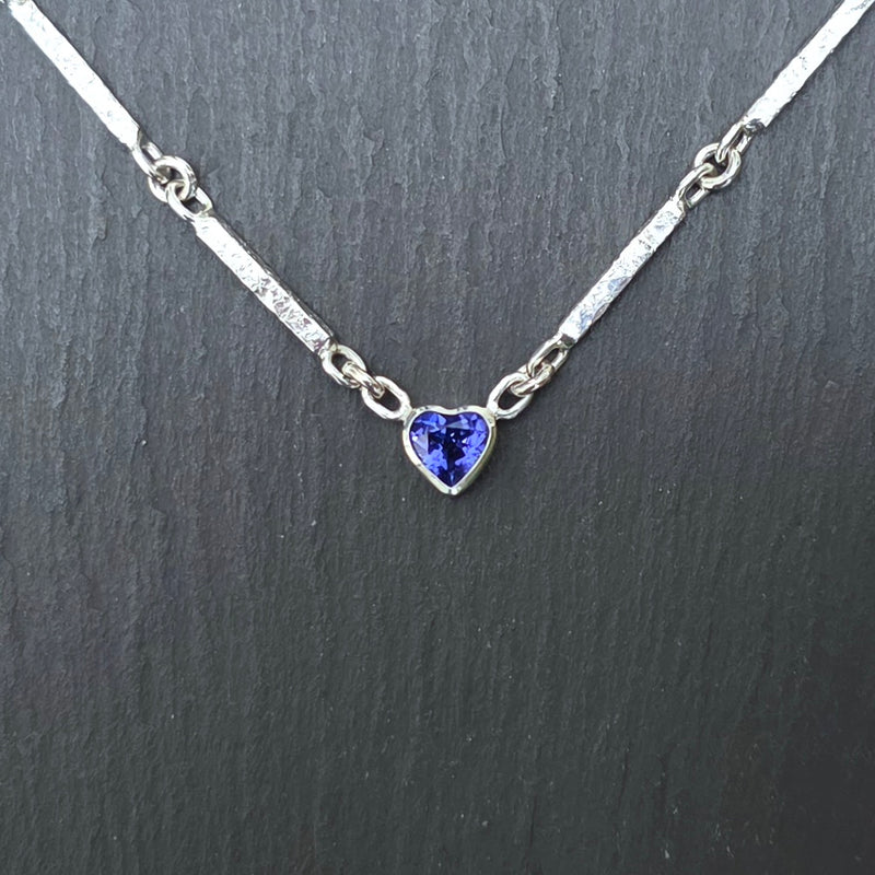 Silver and Tanzanite erosion bar necklace, 2026