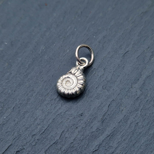 Small Cast Ammonite Charm - Silver