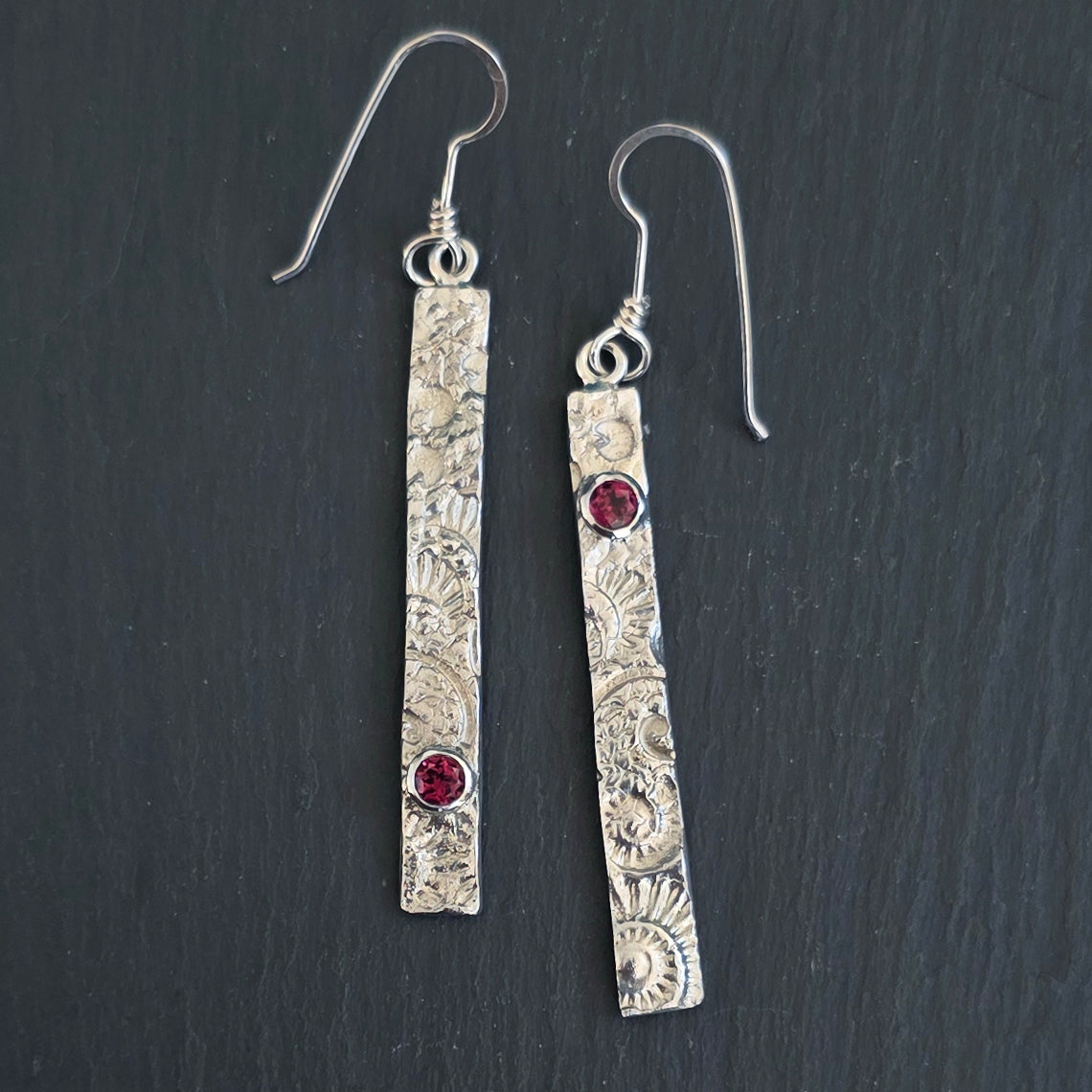 Tidal Traces Long Dangly Earrings with gemstones