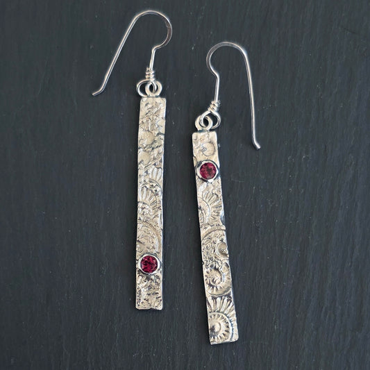 Tidal Traces Long Dangly Earrings with gemstones