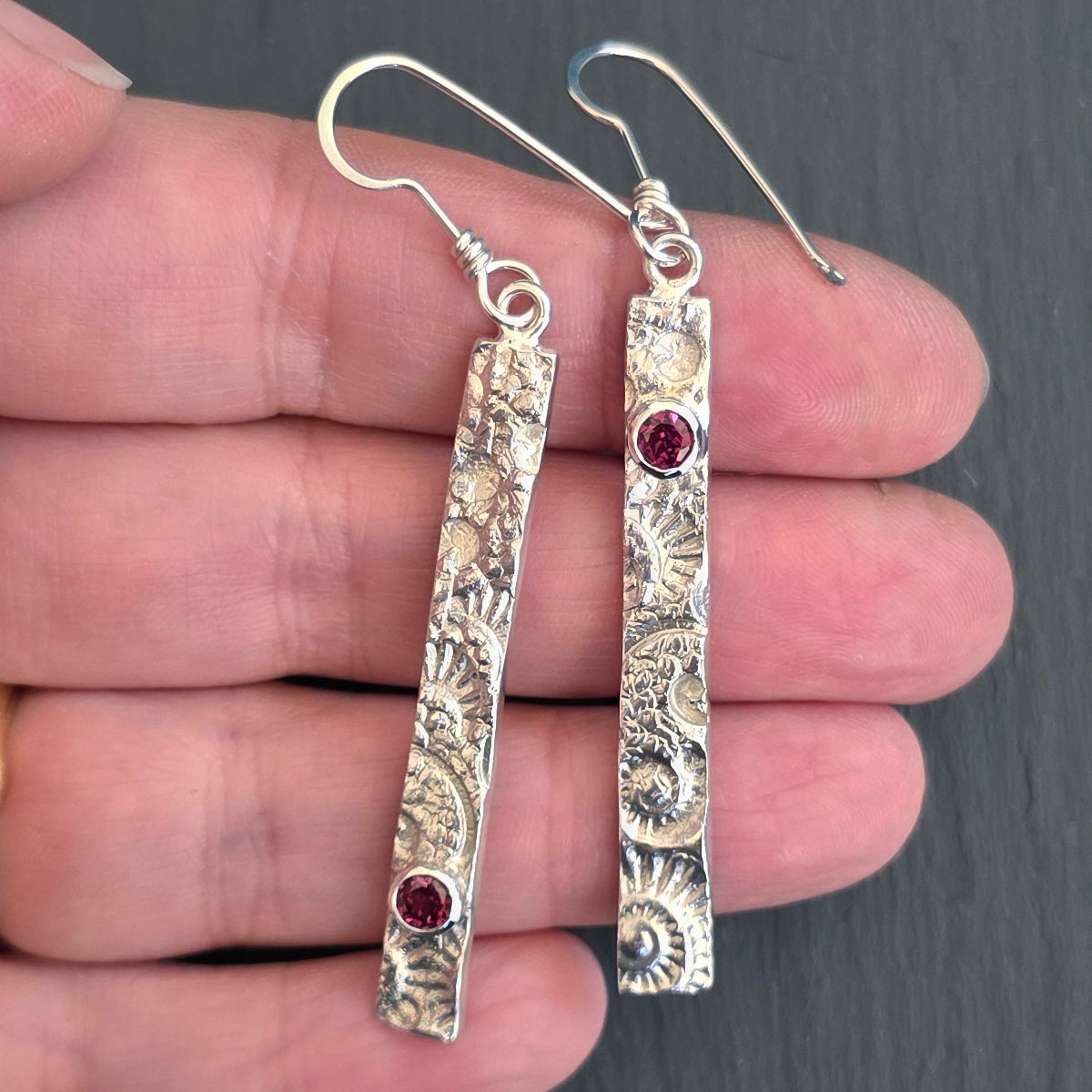 Tidal Traces Long Dangly Earrings with gemstones