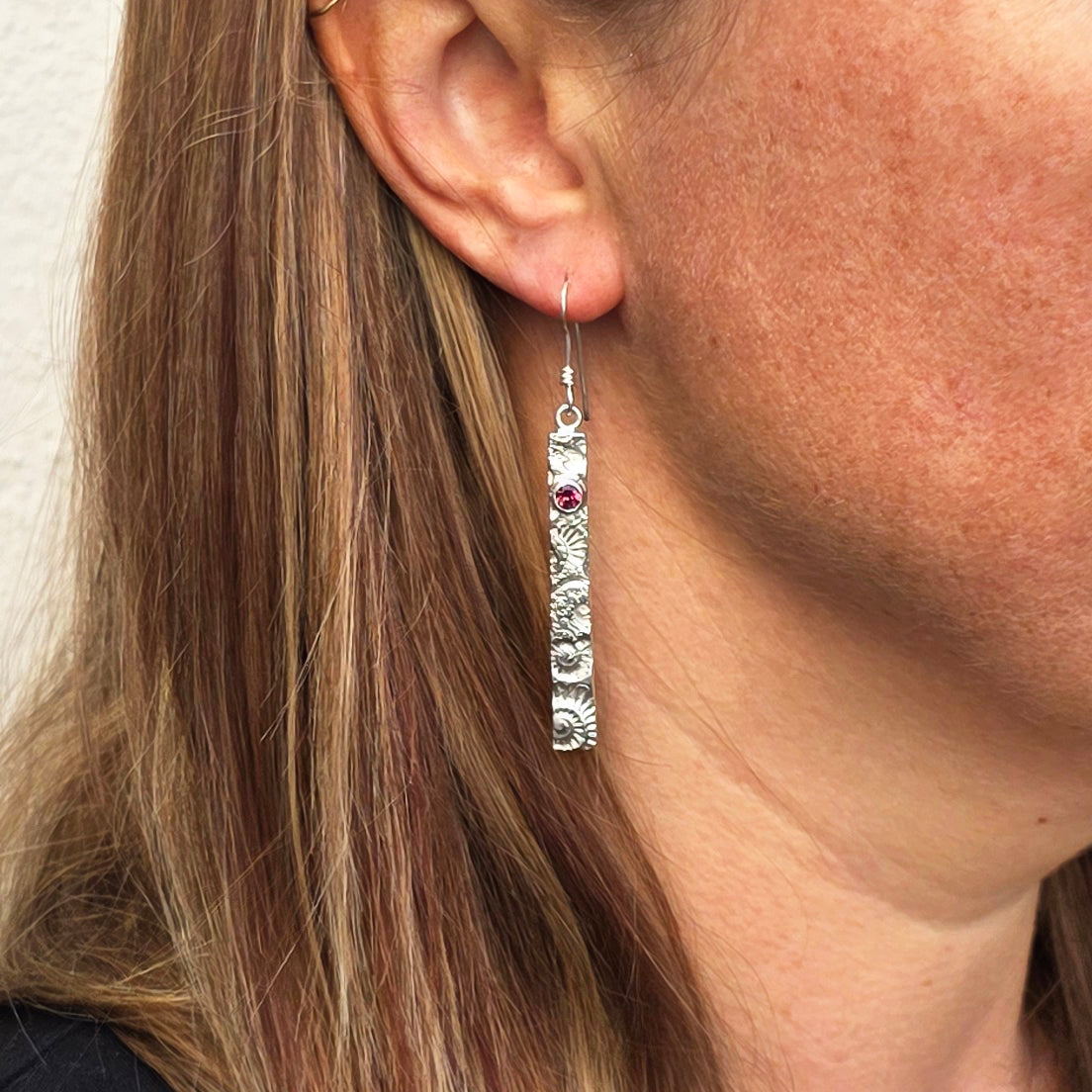 Tidal Traces Long Dangly Earrings with gemstones