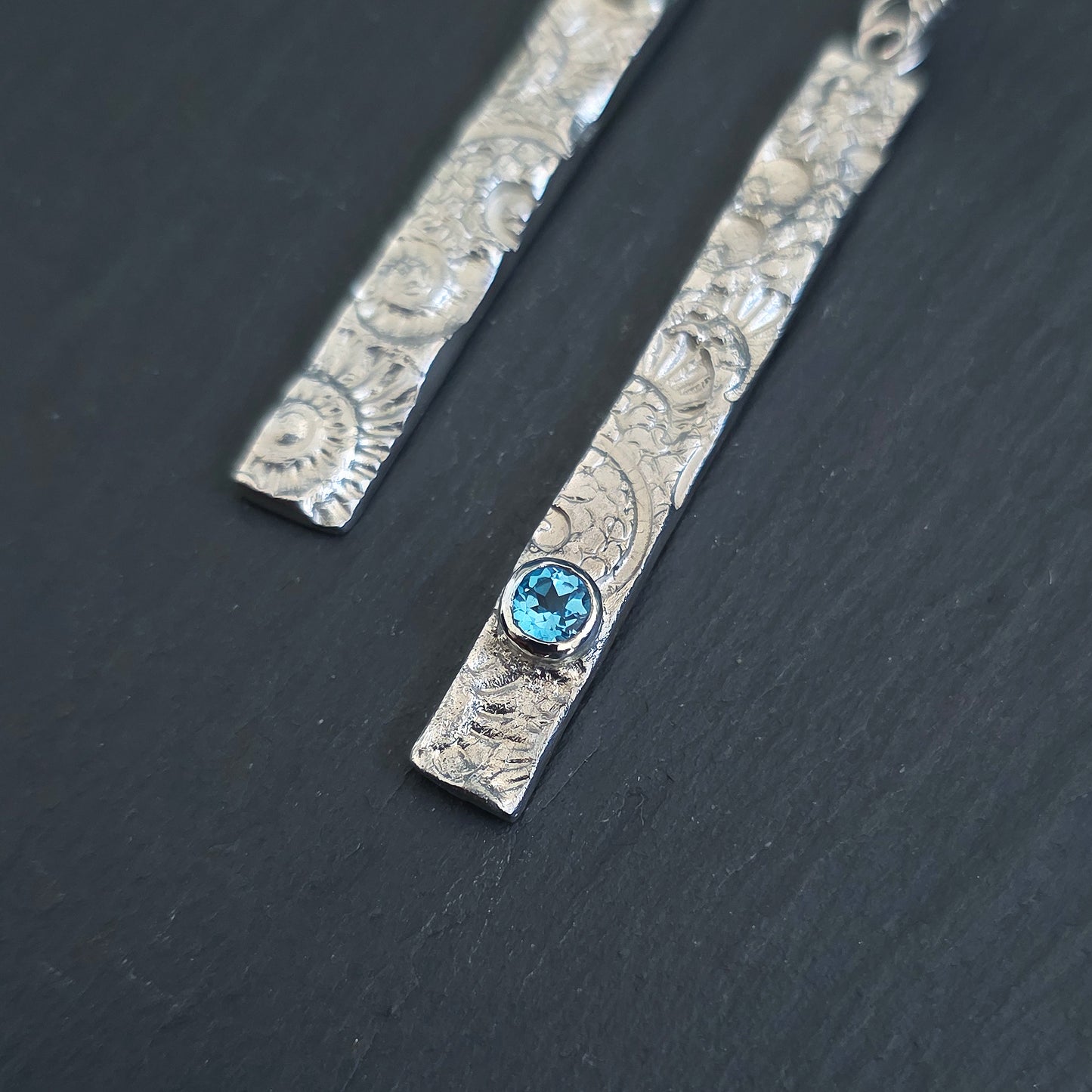 Tidal Traces Long Dangly Earrings with gemstones