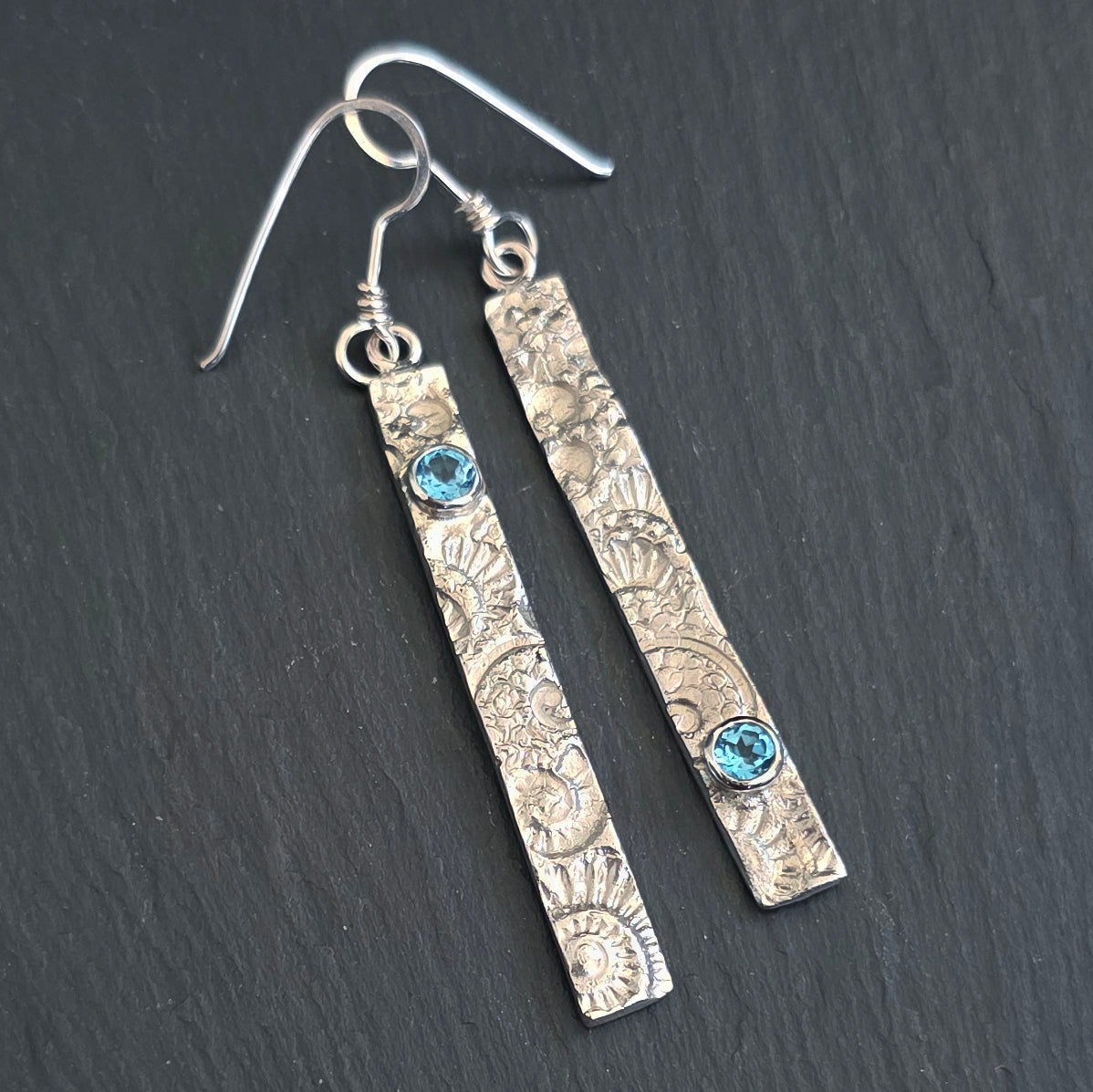 Tidal Traces Long Dangly Earrings with gemstones