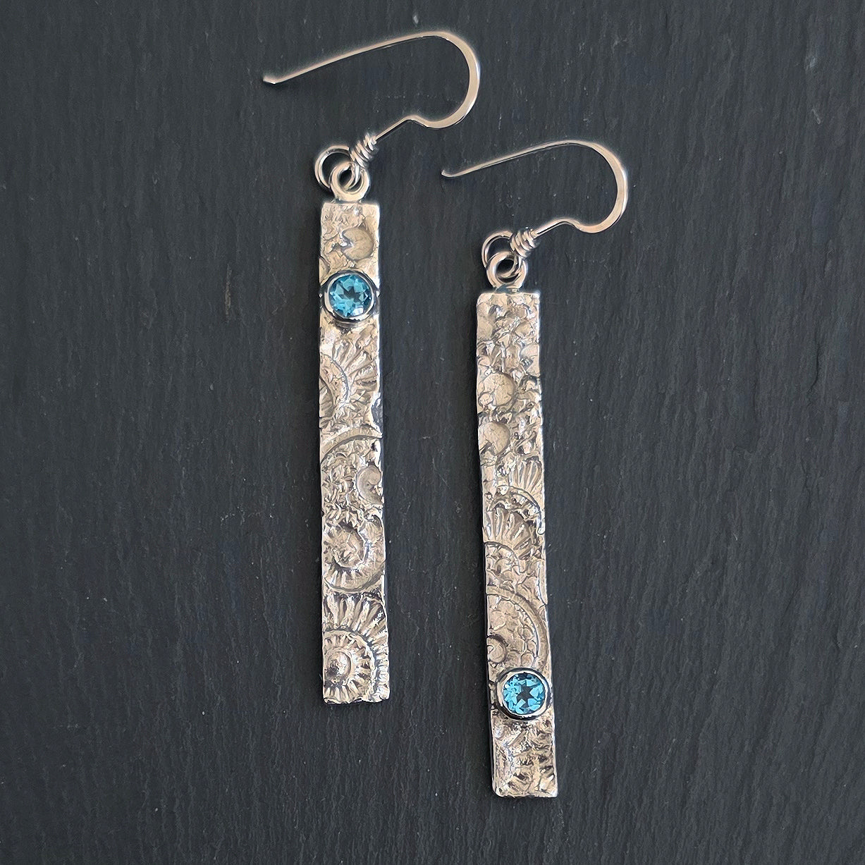 Tidal Traces Long Dangly Earrings with gemstones