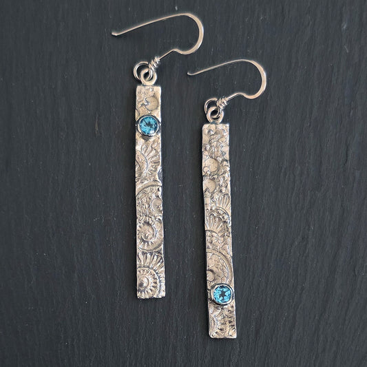 Tidal Traces Long Dangly Earrings with gemstones