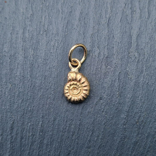 Small Cast Ammonite Charm - Gold