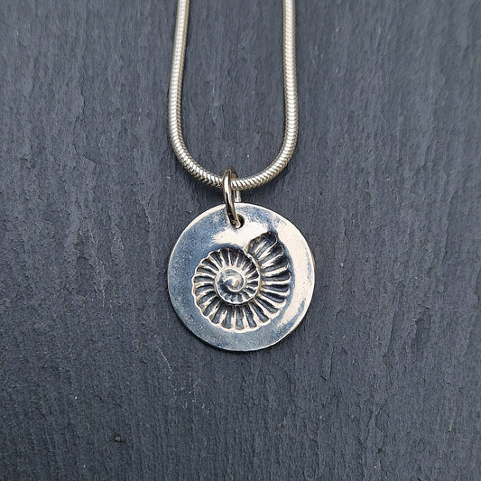 Large Fossil Imprint Pendant - Silver