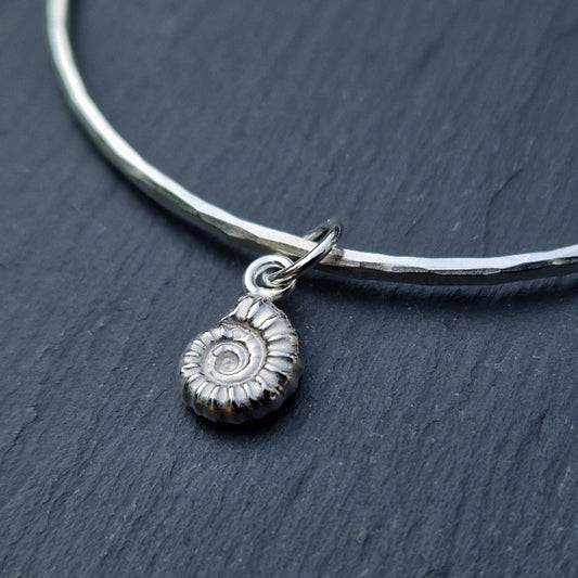 Cast Ammonite Bangle - Silver