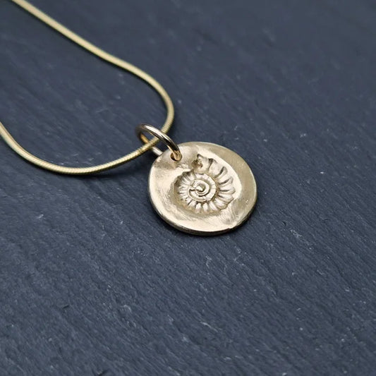 Small Fossil Imprint Pendant - Gold