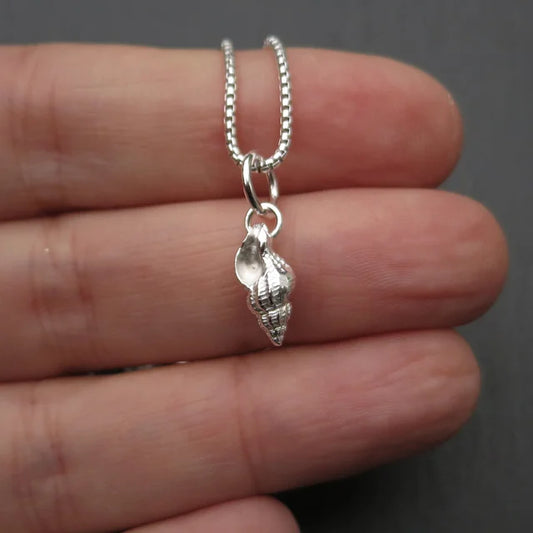Whelk Shell Charm - Silver