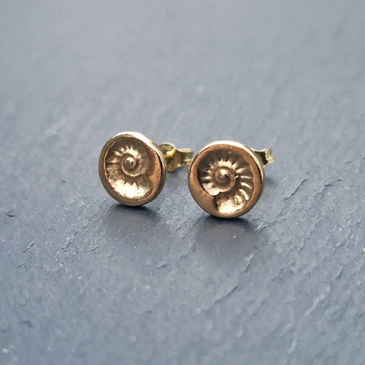 Small Fossil Imprint Studs - Gold