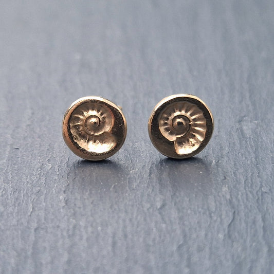 Small Fossil Imprint Studs - Gold