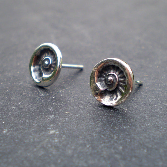 Small Fossil Imprint Studs - Silver