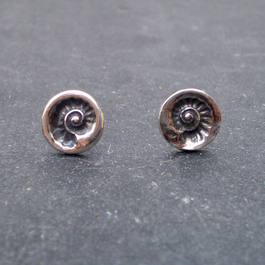Small Fossil Imprint Studs - Silver