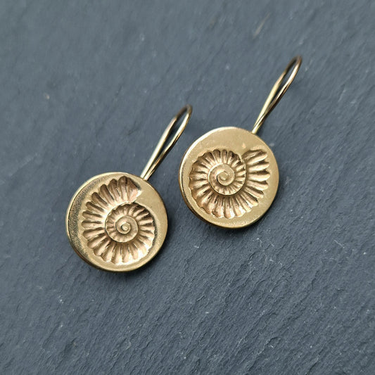 Fossil Imprint Earrings - Gold