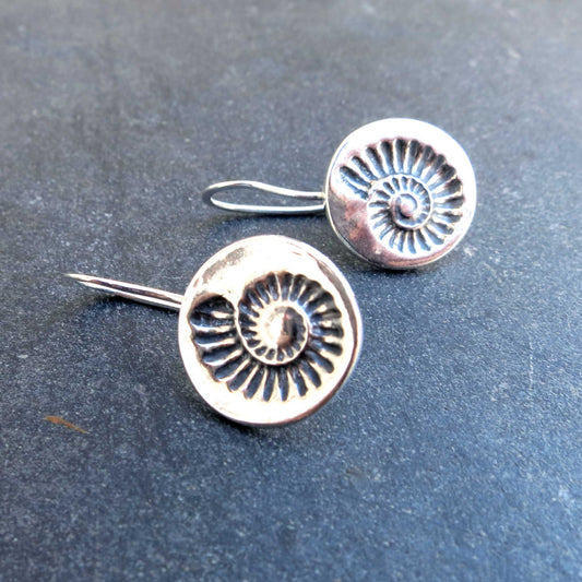 Fossil Imprint Earrings - Silver