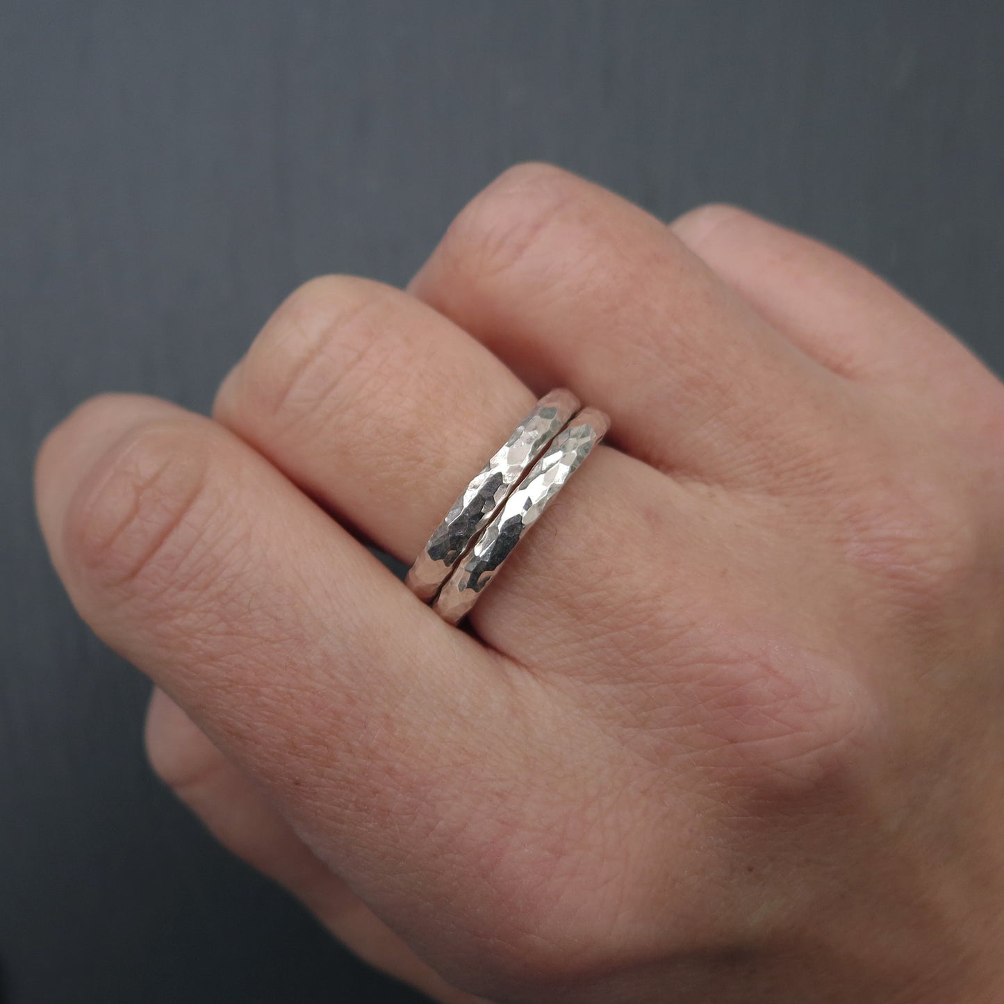 Beaten Halo Ring - Silver