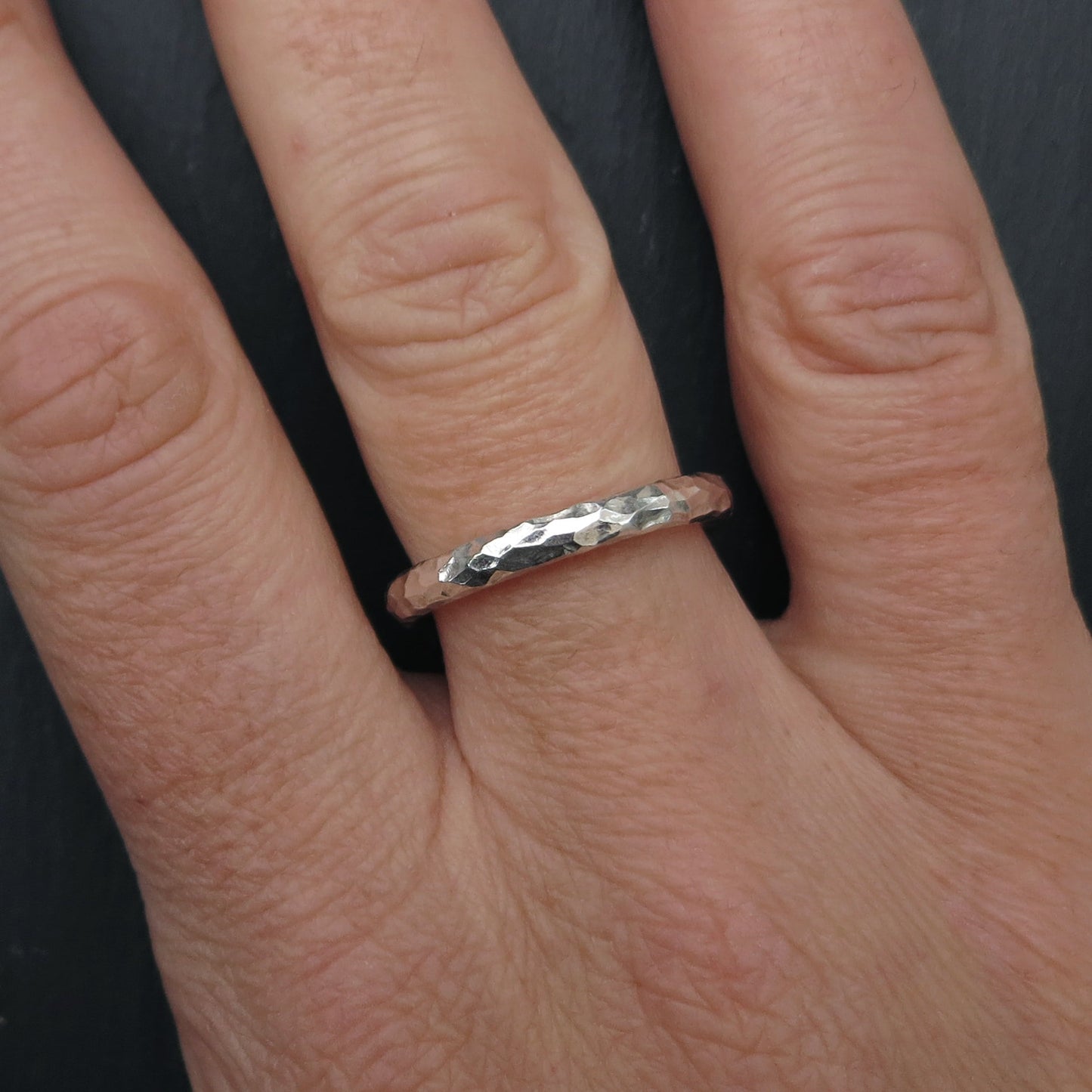 Beaten Halo Ring - Silver