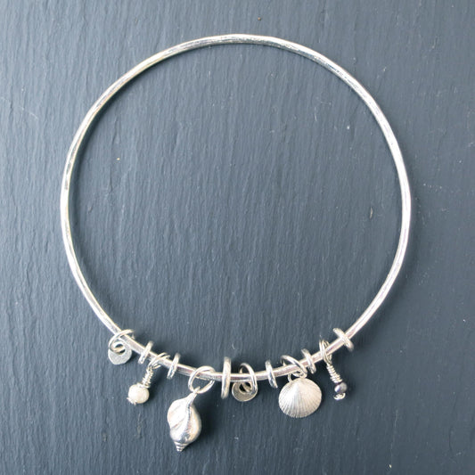 Rock Pool Bangle 'Scallop' - Silver