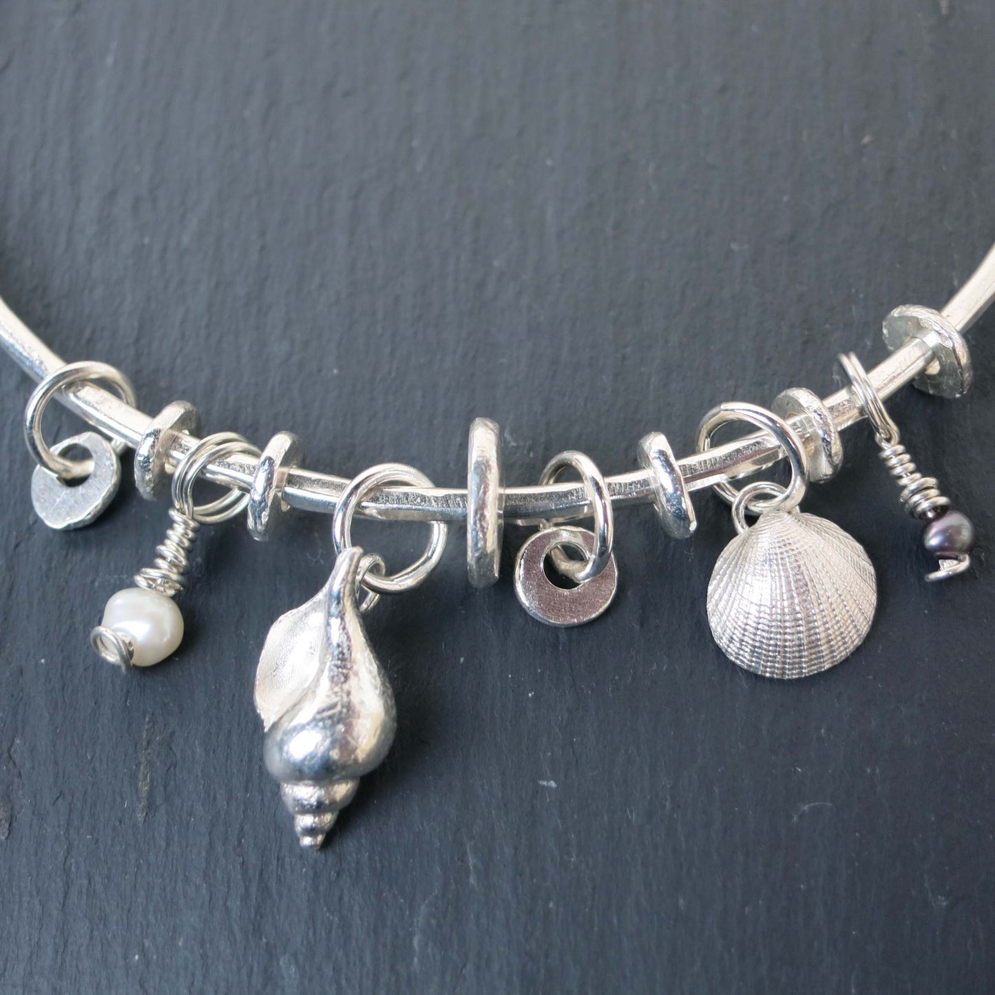 Rock Pool Bangle 'Scallop' - Silver