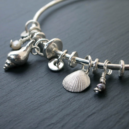 Rock Pool Bangle 'Scallop' - Silver