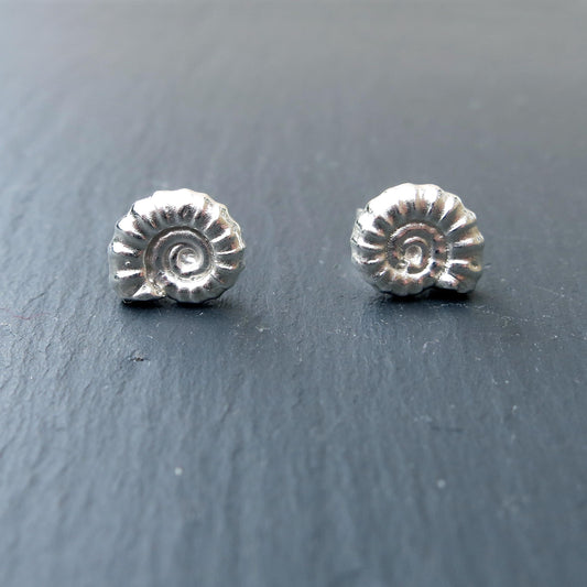 Cast Ammonite Studs - Silver