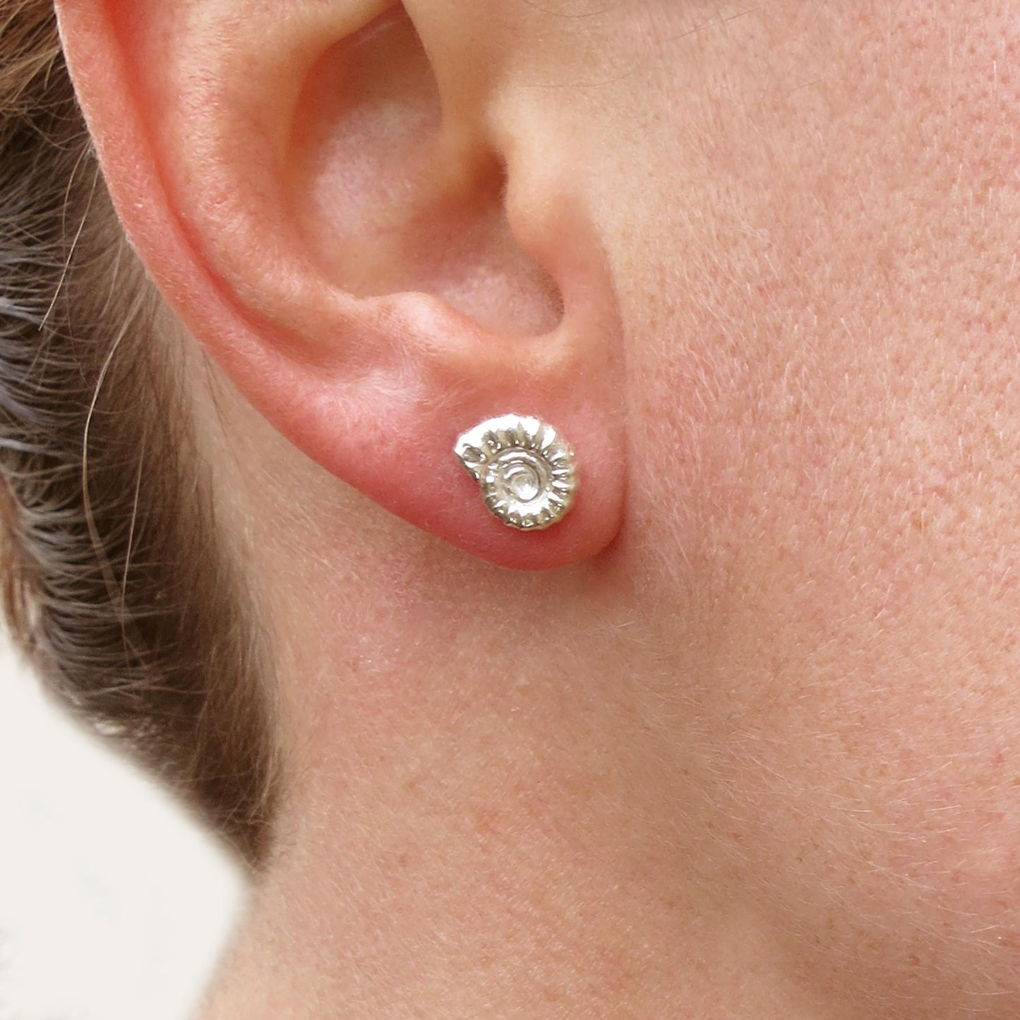 Cast Ammonite Studs - Silver