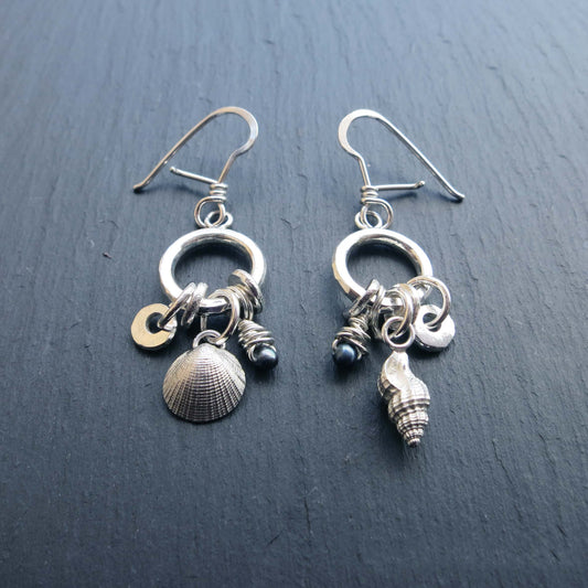 Rock Pool Dangly Earrings - Silver