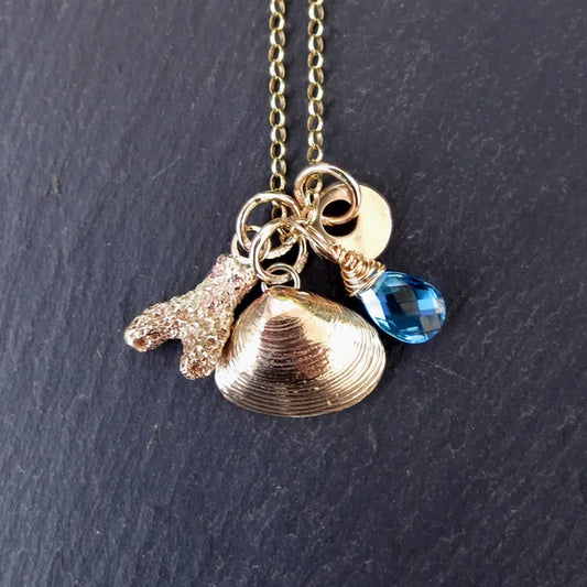 'Shoreline' necklace with Topaz - Gold