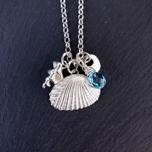 'Wave' necklace with Topaz - Silver