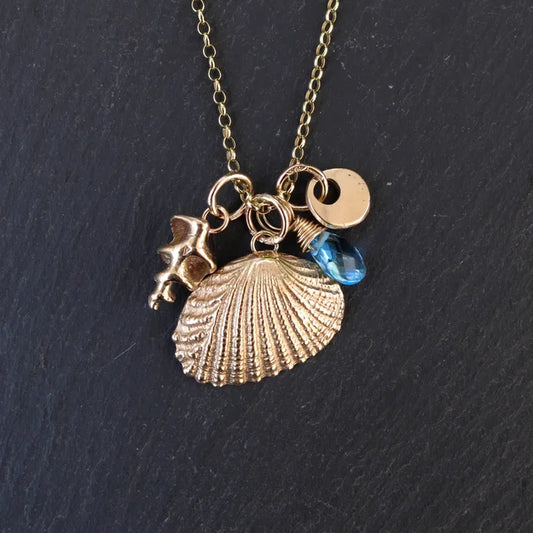 'Wave' necklace with Topaz - Gold