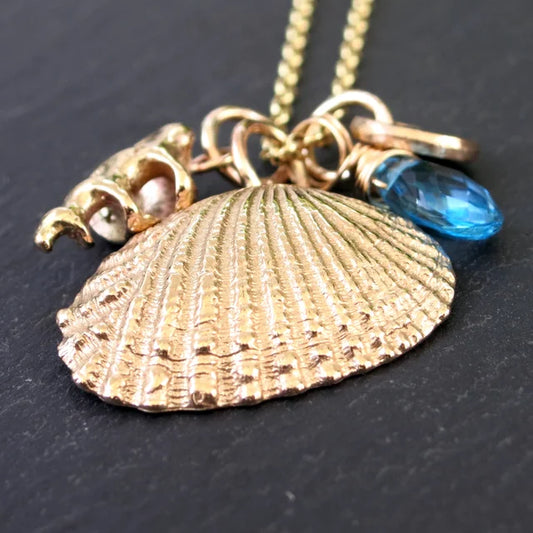 'Wave' necklace with Topaz - Gold