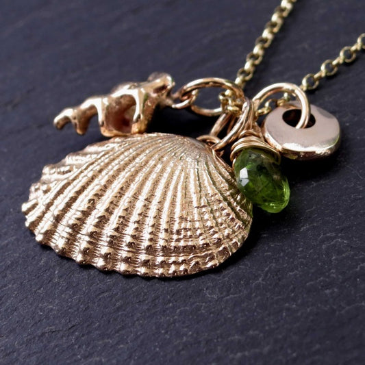 'Wave' necklace with Peridot - Gold